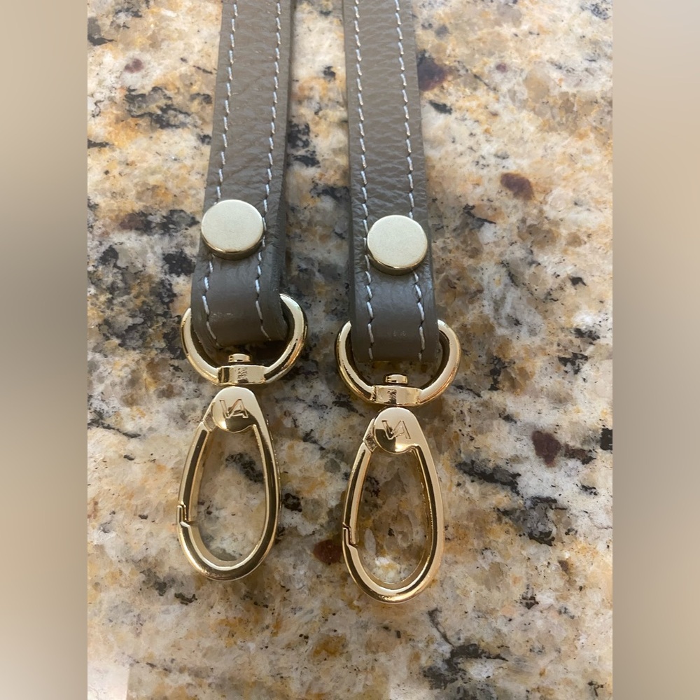 Valentina Gray Adjustable Leather Bag Strap with Silver Hardware - Picture 6 of 7